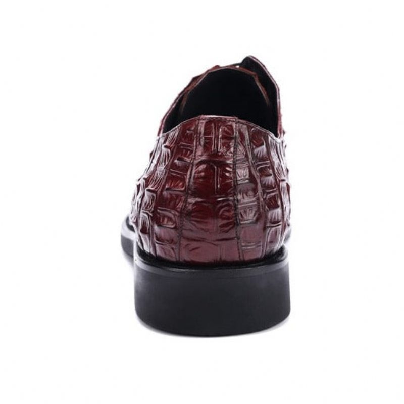 Sapatos Formais Masculinos Opulento Couro Crocodilo Oxford Lace-up Casuais - Vermelho