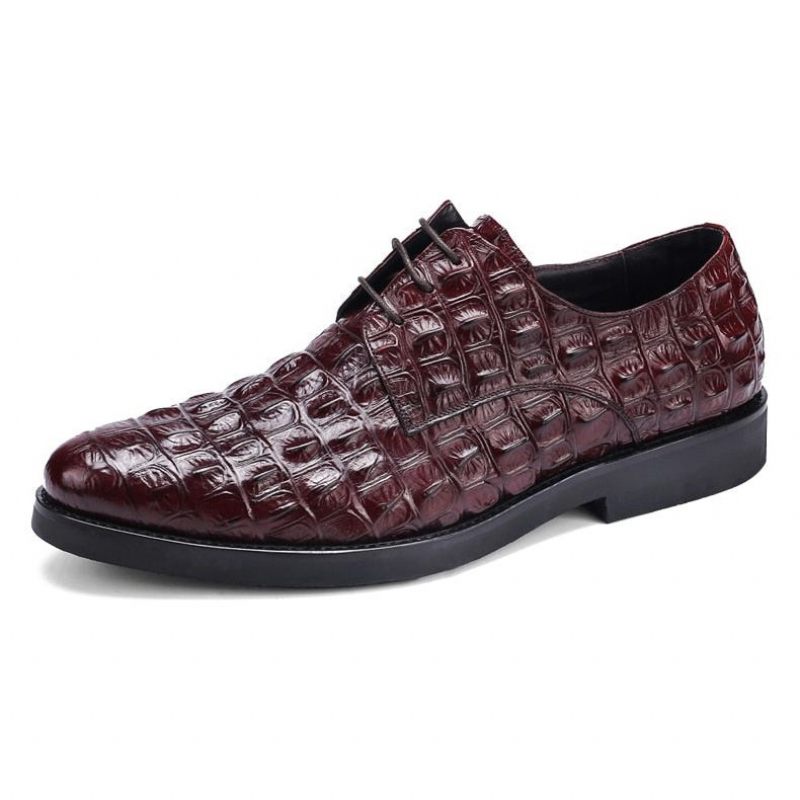 Sapatos Formais Masculinos Opulento Couro Crocodilo Oxford Lace-up Casuais - Vermelho