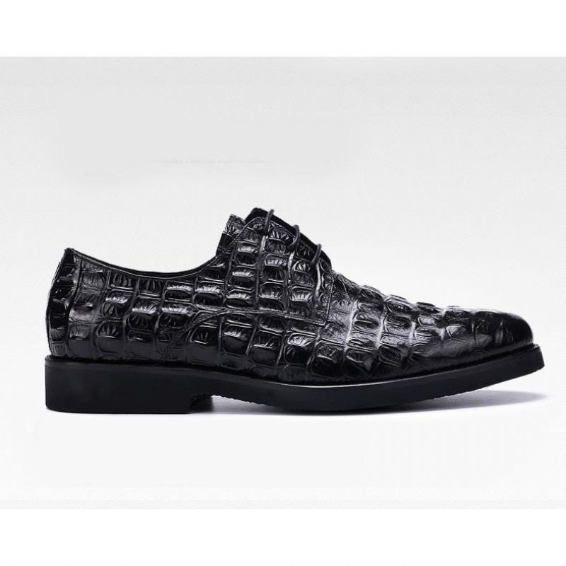 Sapatos Formais Masculinos Opulento Couro Crocodilo Oxford Lace-up Casuais - Preto