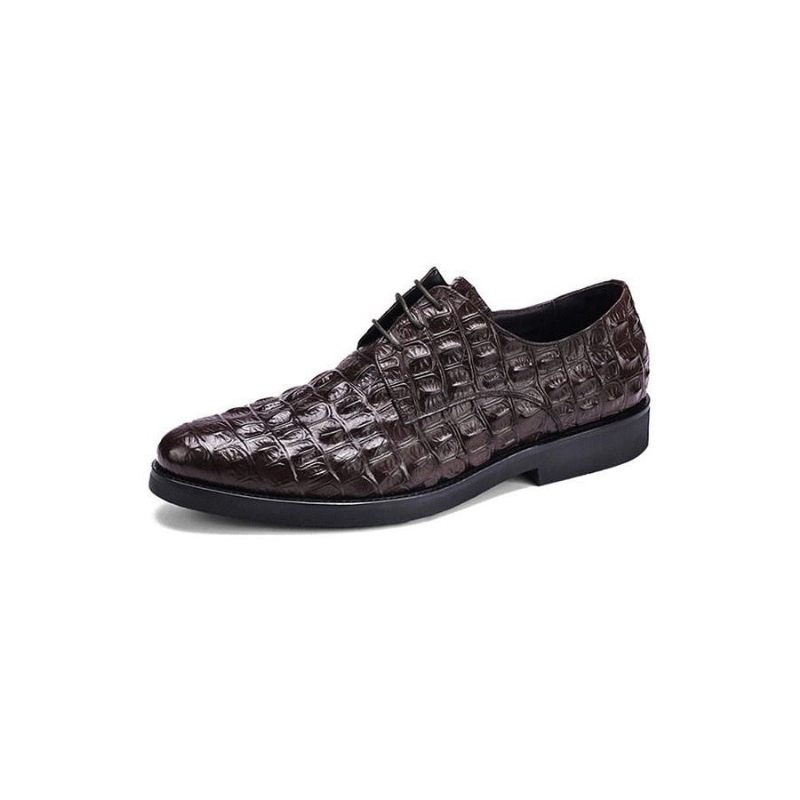 Sapatos Formais Masculinos Opulento Couro Crocodilo Oxford Lace-up Casuais - Café