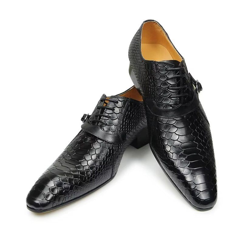 Sapatos Formais Masculinos Opulentos Brogue Nupcial Couro Oxford - Preto