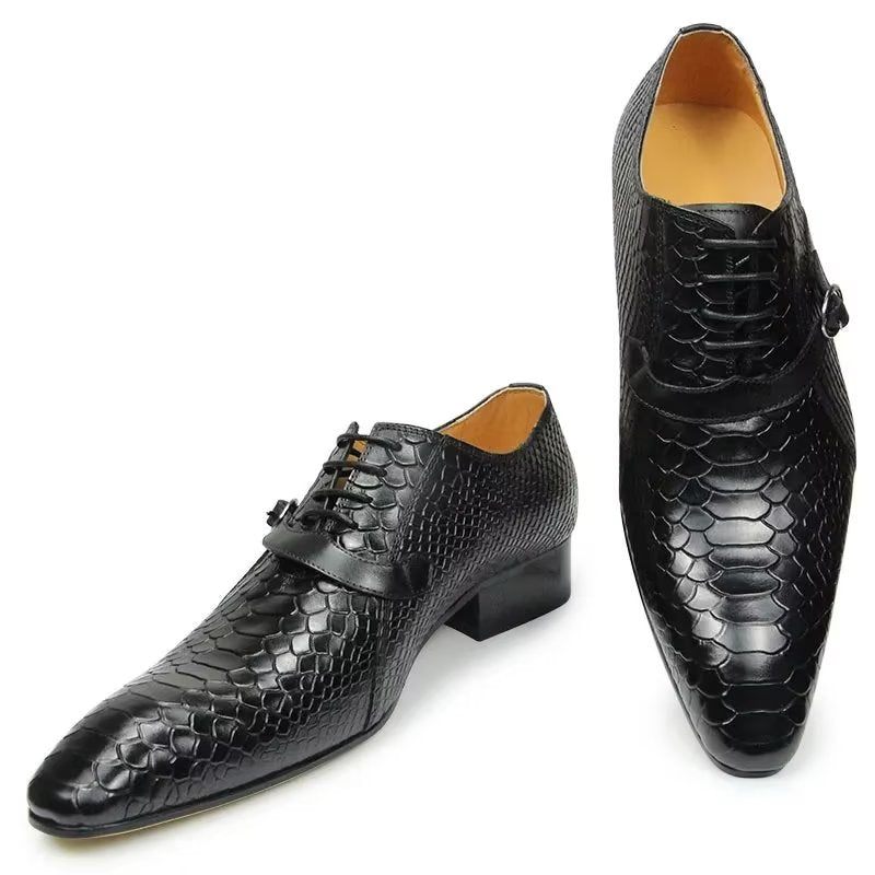 Sapatos Formais Masculinos Opulentos Brogue Nupcial Couro Oxford - Preto