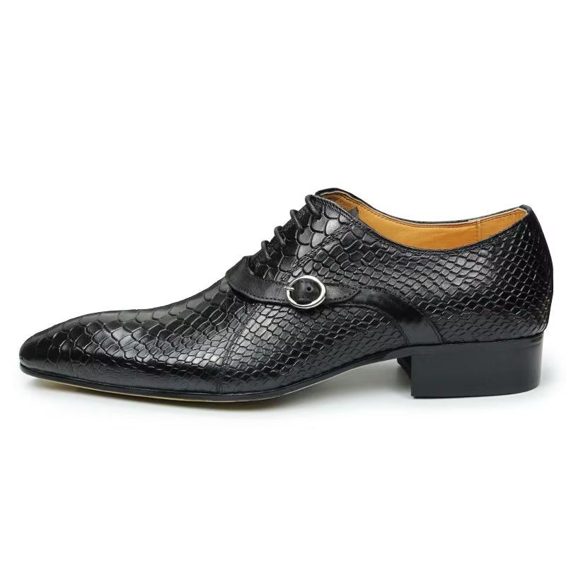 Sapatos Formais Masculinos Opulentos Brogue Nupcial Couro Oxford - Preto