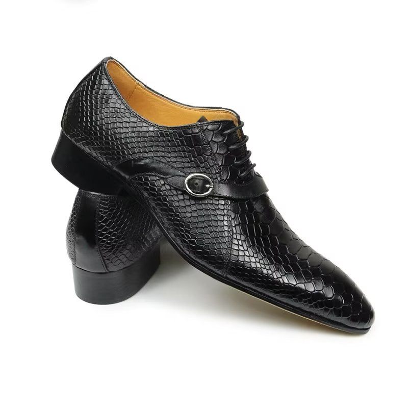 Sapatos Formais Masculinos Opulentos Brogue Nupcial Couro Oxford - Preto