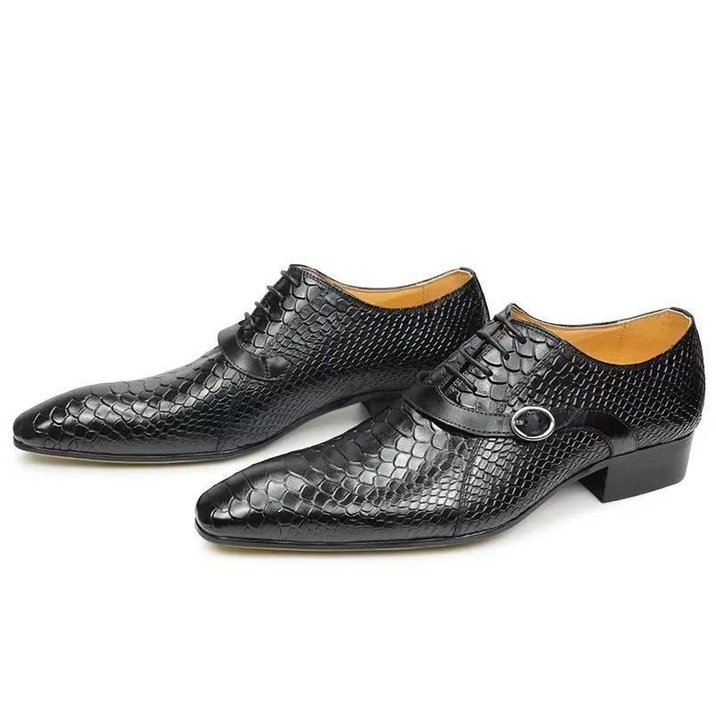 Sapatos Formais Masculinos Opulentos Brogue Nupcial Couro Oxford - Preto