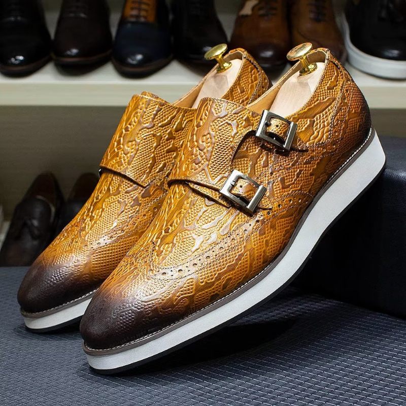 Sapatos Formais Masculinos Opulentos Brogue Oxford Para Casamento - Marrom