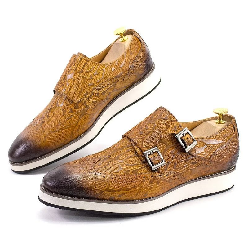 Sapatos Formais Masculinos Opulentos Brogue Oxford Para Casamento - Marrom