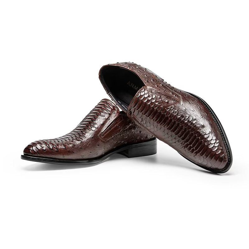 Sapatos Formais Masculinos Opulentos Calçados Croctex Slip-on - Café