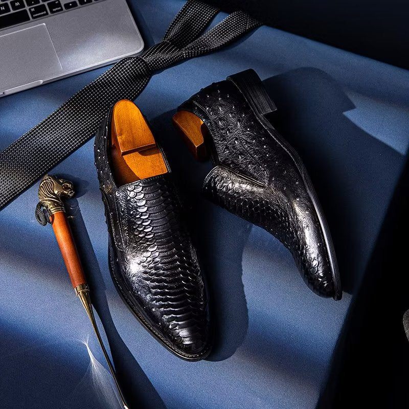 Sapatos Formais Masculinos Opulentos Calçados Croctex Slip-on - Preto