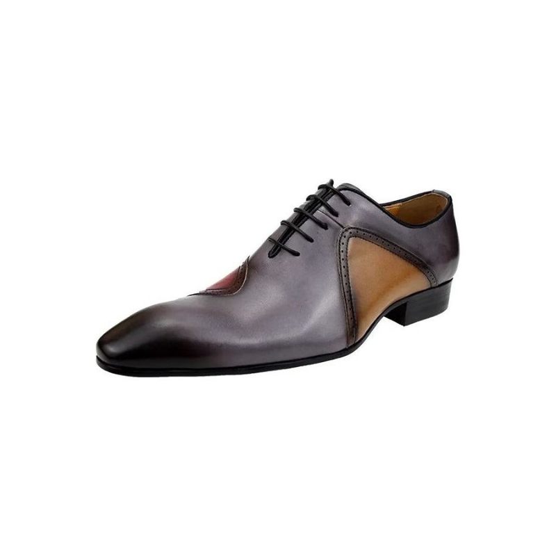 Sapatos Formais Masculinos Opulentos Casamento Couro Brogue Sob Medida - Cinza