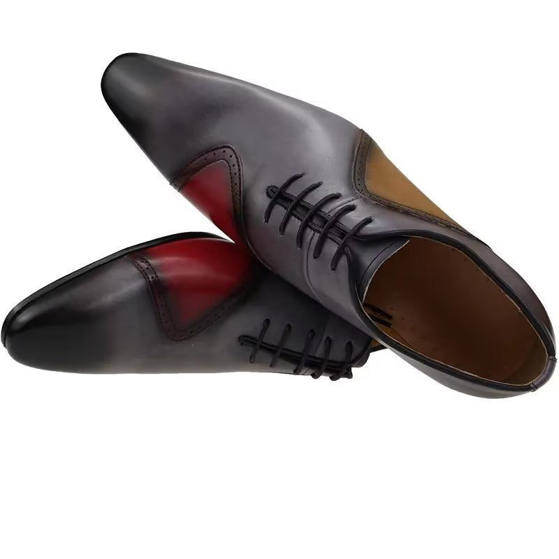 Sapatos Formais Masculinos Opulentos Casamento Couro Brogue Sob Medida - Cinza