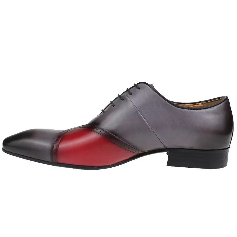 Sapatos Formais Masculinos Opulentos Casamento Couro Brogue Sob Medida - Cinza