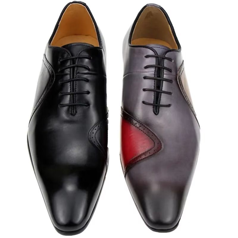 Sapatos Formais Masculinos Opulentos Casamento Couro Brogue Sob Medida - Cinza