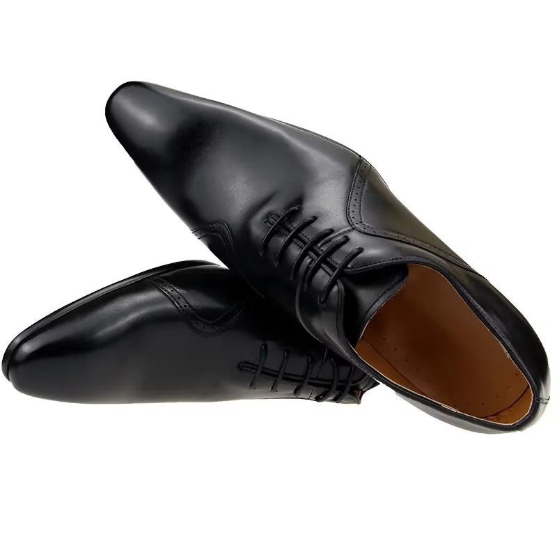 Sapatos Formais Masculinos Opulentos Casamento Couro Brogue Sob Medida - Preto