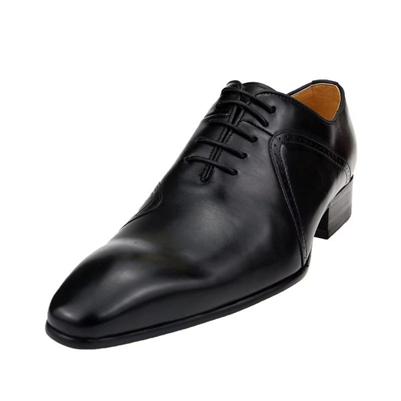 Sapatos Formais Masculinos Opulentos Casamento Couro Brogue Sob Medida - Preto