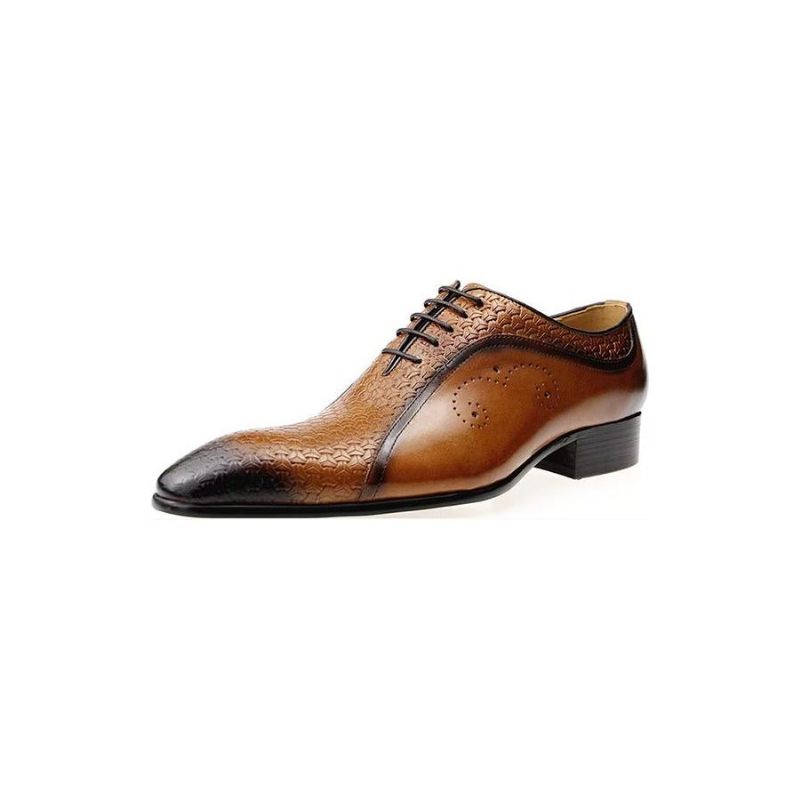 Sapatos Formais Masculinos Opulentos Couro Brogue Casamento Oxfords - Marrom