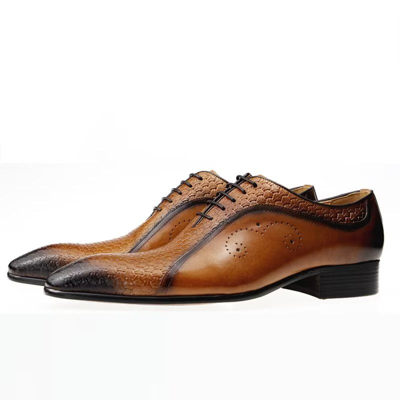 Sapatos Formais Masculinos Opulentos Couro Brogue Casamento Oxfords - Marrom