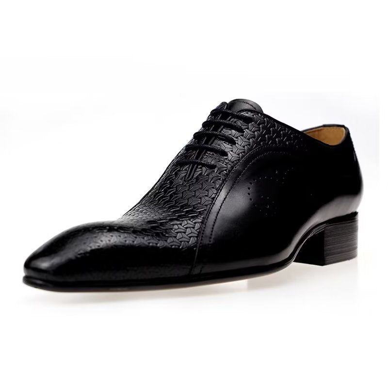 Sapatos Formais Masculinos Opulentos Couro Brogue Casamento Oxfords - Preto