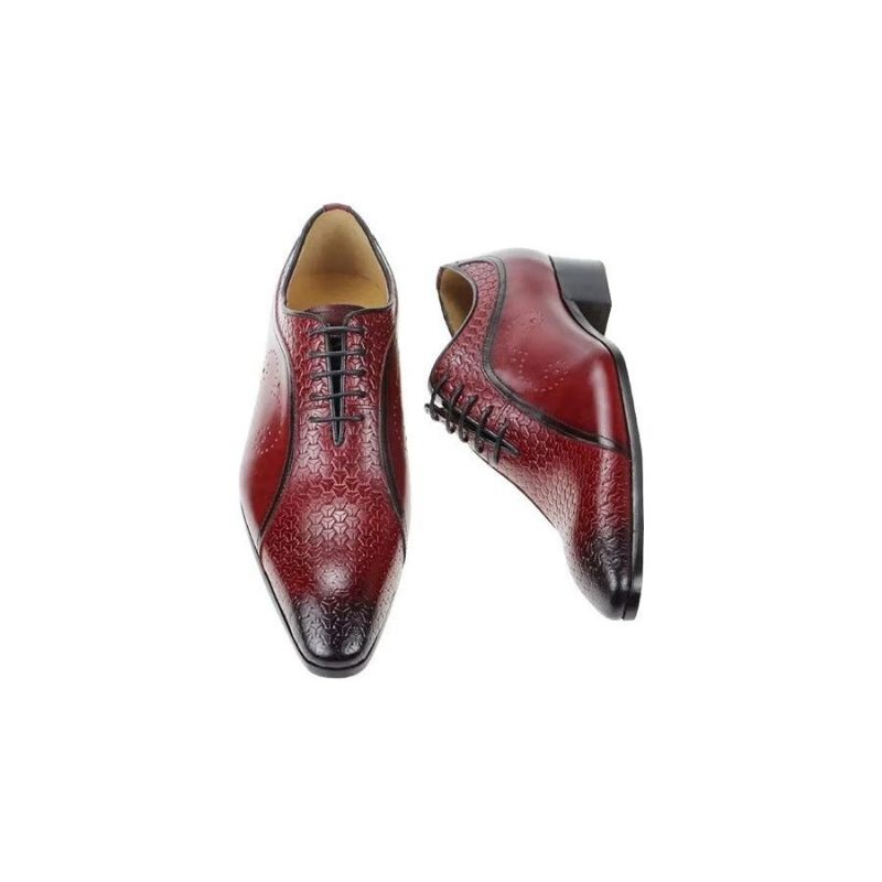 Sapatos Formais Masculinos Opulentos Couro Brogue Casamento Oxfords - Vermelho