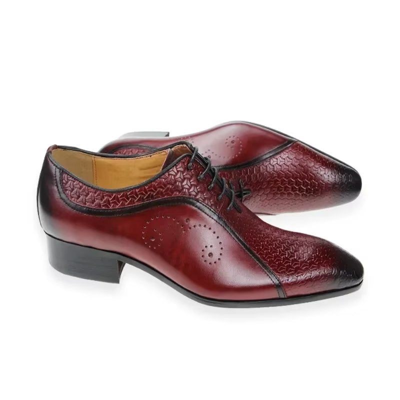 Sapatos Formais Masculinos Opulentos Couro Brogue Casamento Oxfords - Vermelho