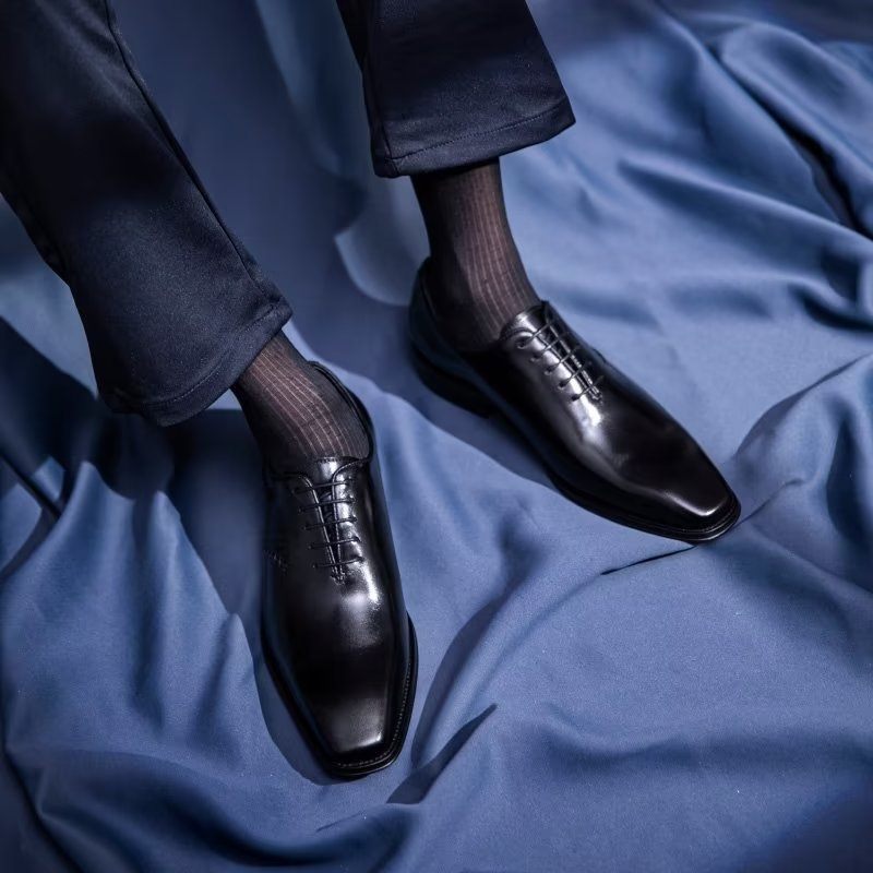 Sapatos Formais Masculinos Opulentos Couro Oxford - Preto