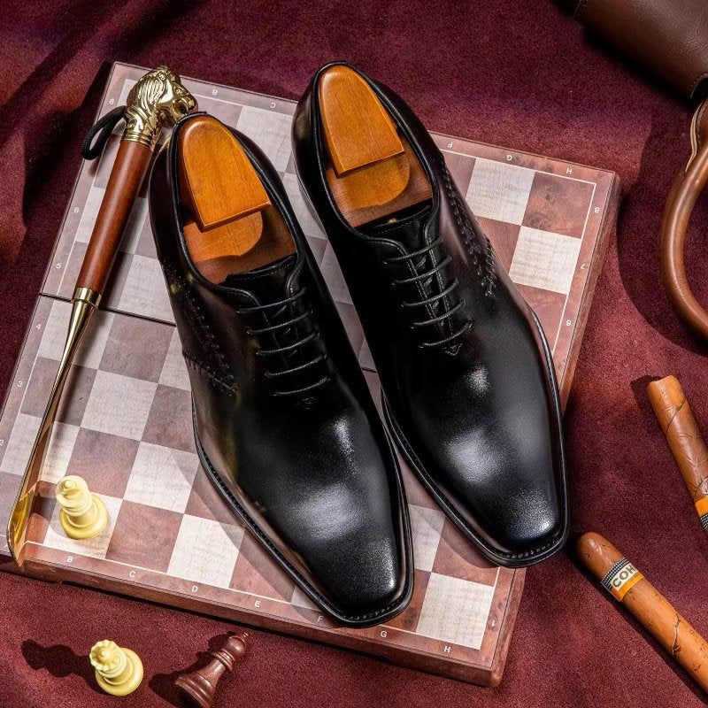 Sapatos Formais Masculinos Opulentos Couro Oxford - Preto