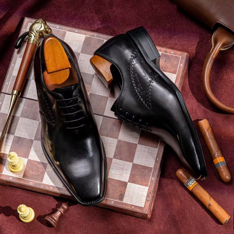 Sapatos Formais Masculinos Opulentos Couro Oxford - Preto