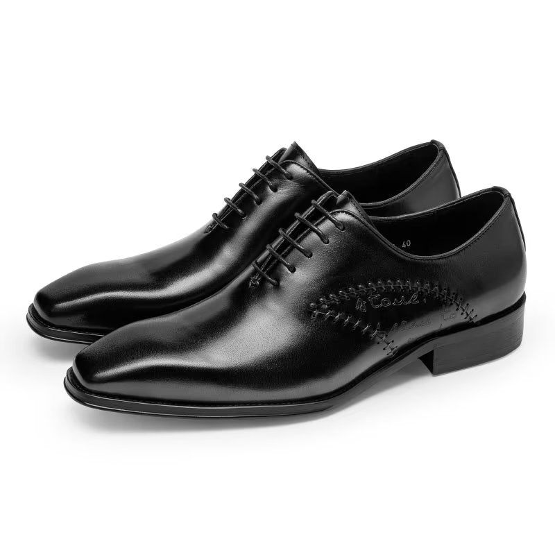 Sapatos Formais Masculinos Opulentos Couro Oxford - Preto