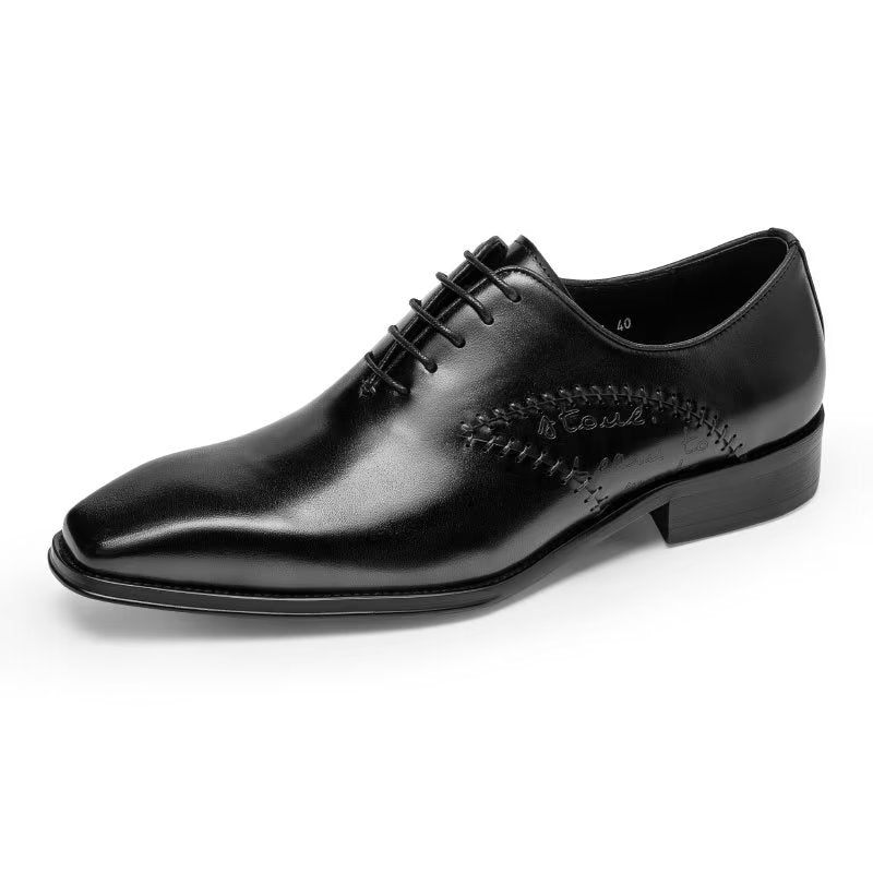 Sapatos Formais Masculinos Opulentos Couro Oxford - Preto