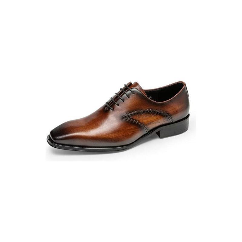 Sapatos Formais Masculinos Opulentos Couro Oxford - Café