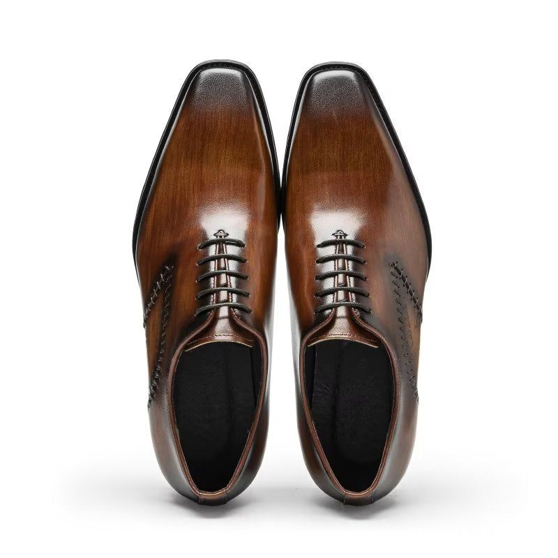 Sapatos Formais Masculinos Opulentos Couro Oxford - Café