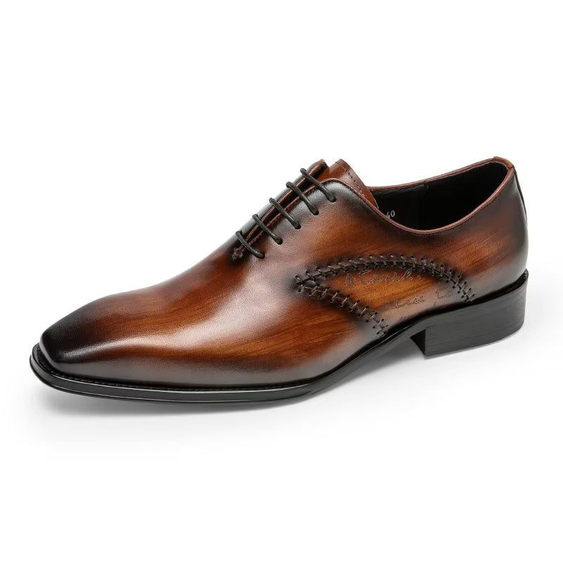 Sapatos Formais Masculinos Opulentos Couro Oxford - Café