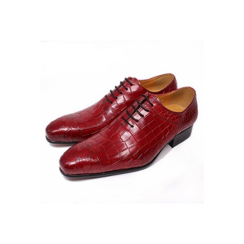 Sapatos Formais Masculinos Opulentos Crocprint Oxford Sociais - Vermelho