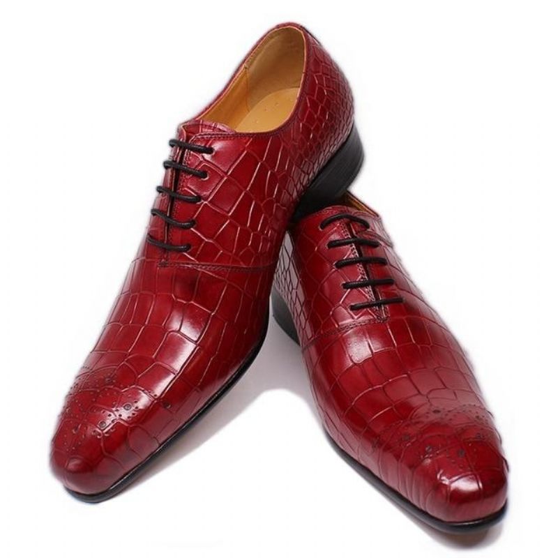 Sapatos Formais Masculinos Opulentos Crocprint Oxford Sociais - Vermelho