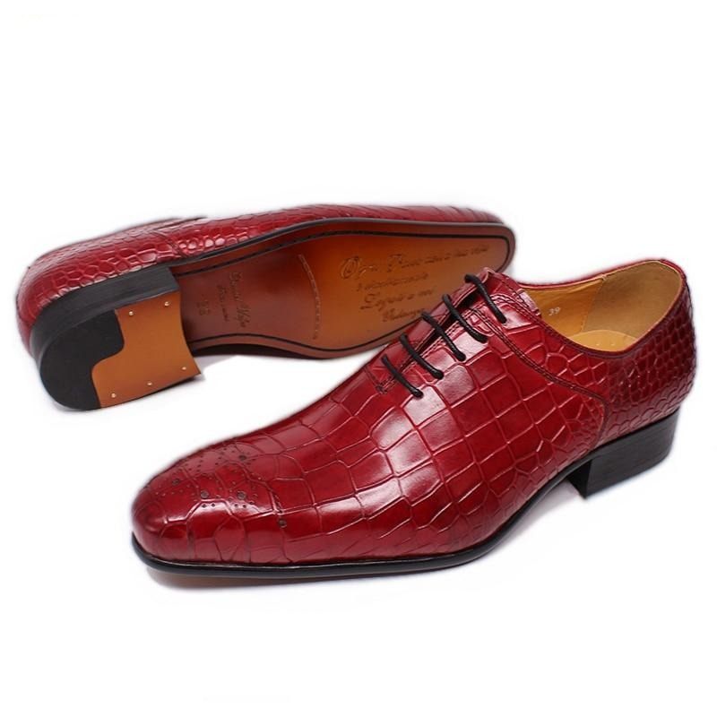 Sapatos Formais Masculinos Opulentos Crocprint Oxford Sociais - Vermelho