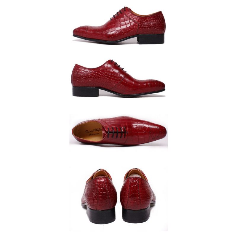 Sapatos Formais Masculinos Opulentos Crocprint Oxford Sociais - Vermelho