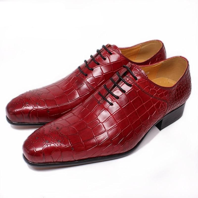 Sapatos Formais Masculinos Opulentos Crocprint Oxford Sociais - Vermelho