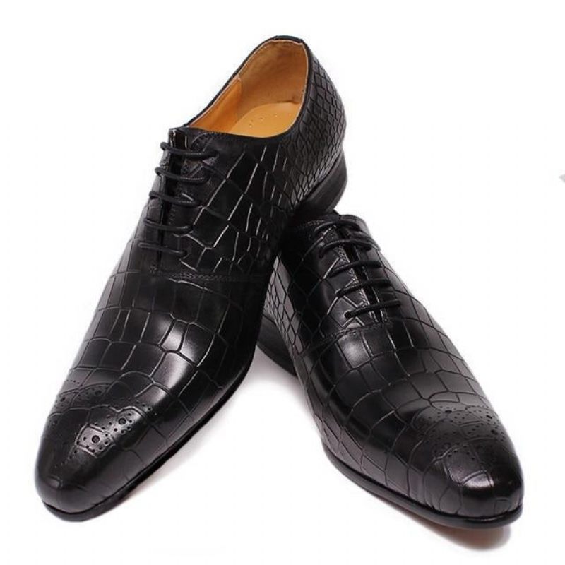 Sapatos Formais Masculinos Opulentos Crocprint Oxford Sociais - Preto