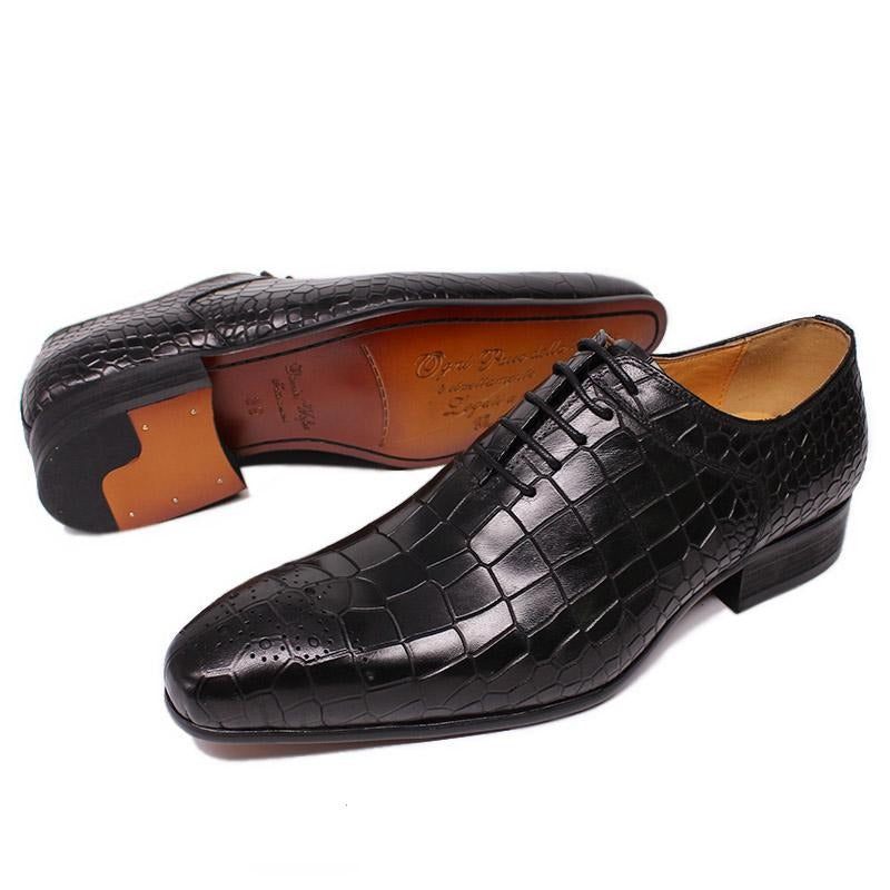 Sapatos Formais Masculinos Opulentos Crocprint Oxford Sociais - Preto