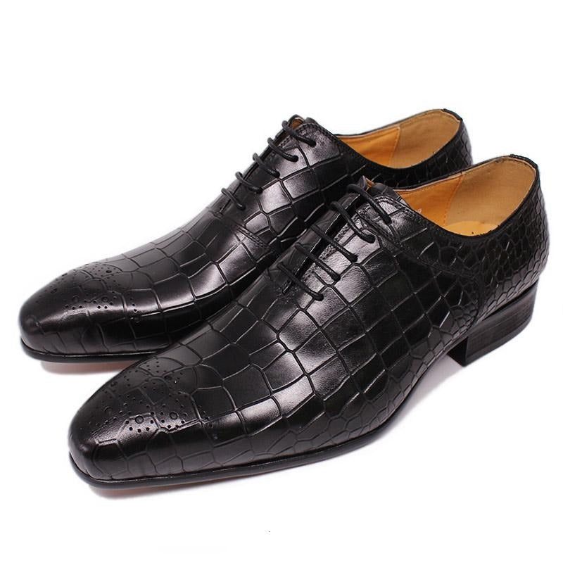 Sapatos Formais Masculinos Opulentos Crocprint Oxford Sociais - Preto