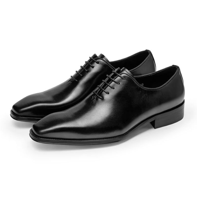 Sapatos Formais Masculinos Opulentos E Lisos Com Padrão Oxford - Preto