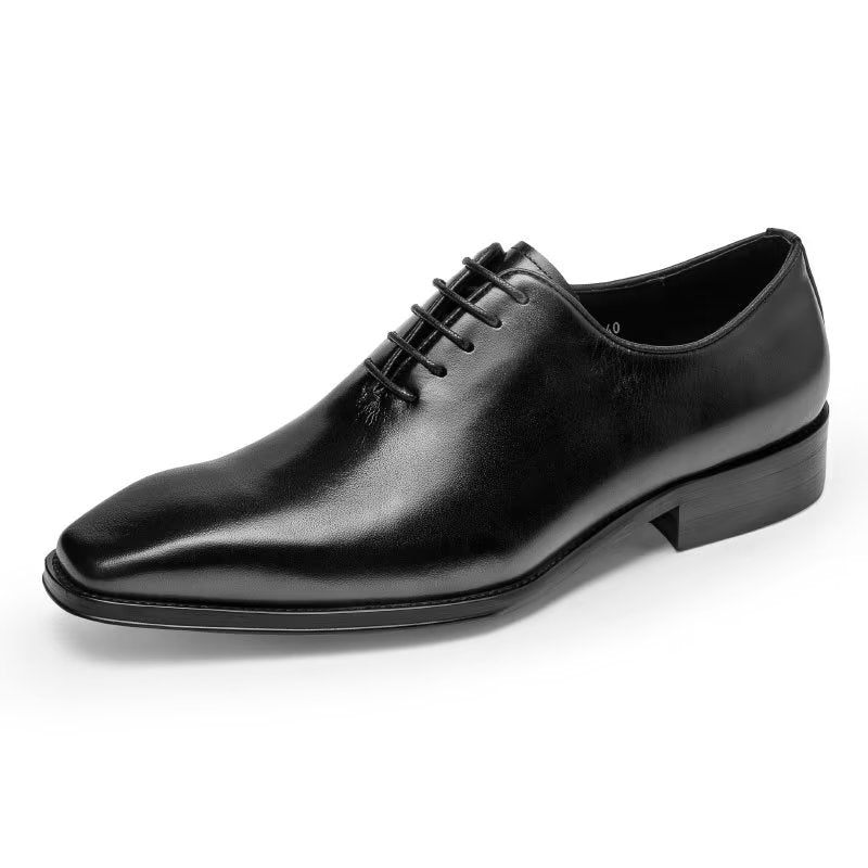 Sapatos Formais Masculinos Opulentos E Lisos Com Padrão Oxford - Preto