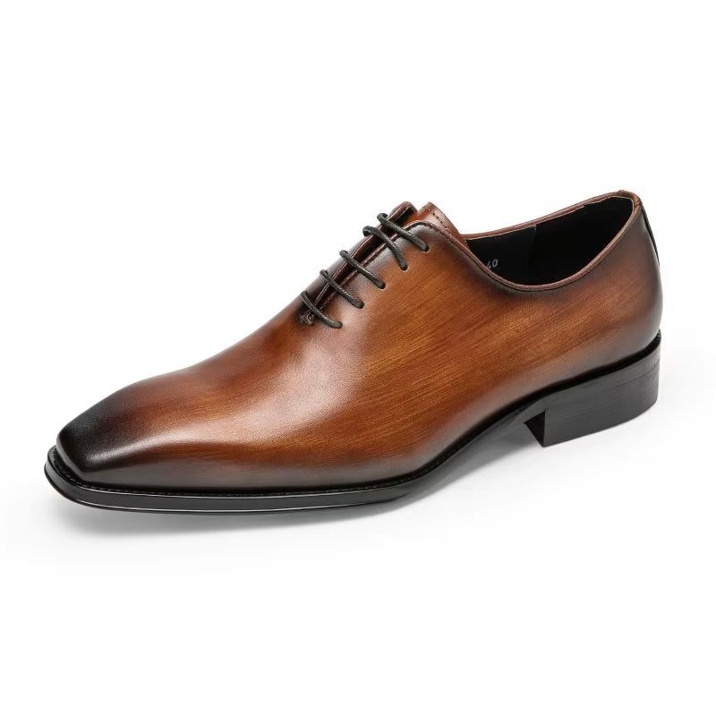 Sapatos Formais Masculinos Opulentos E Lisos Com Padrão Oxford - Café