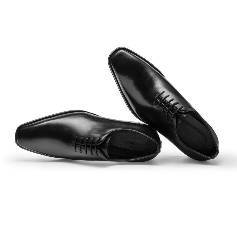 Sapatos Formais Masculinos Opulentos E Lisos Com Padrão Oxford - Preto