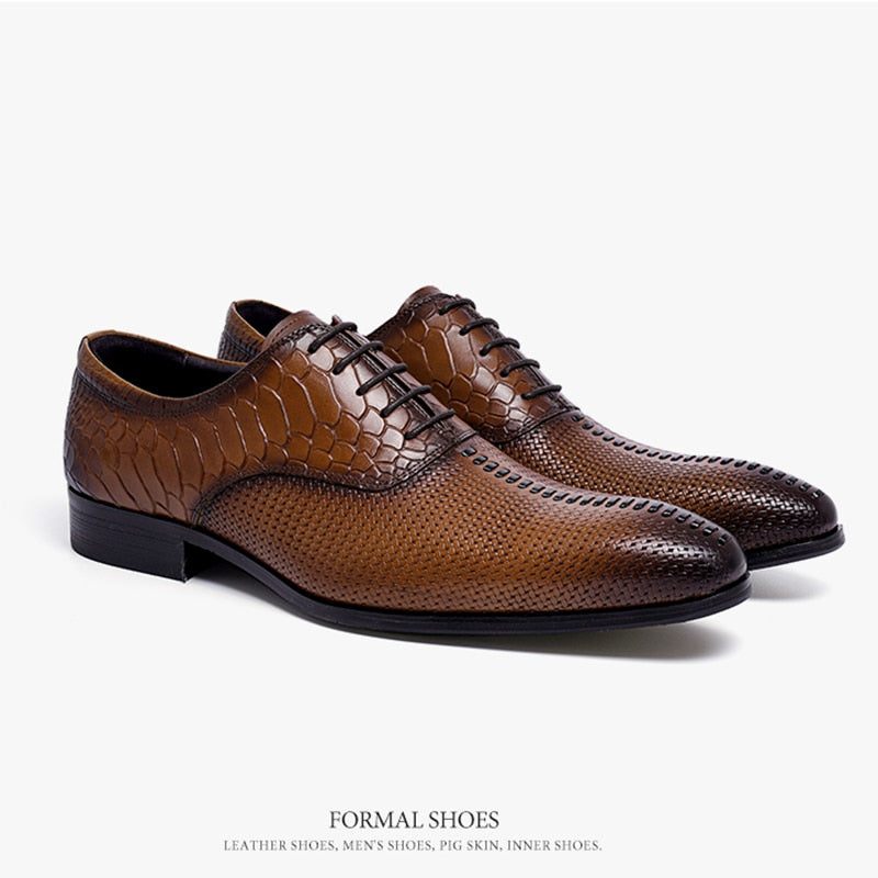 Sapatos Formais Masculinos Opulentos E Luxuosos Sociais Bico Fino - Café