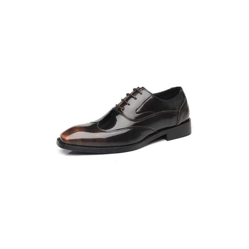 Sapatos Formais Masculinos Opulentos Em Relevo Microfibra Bico Fino Oxford - Café