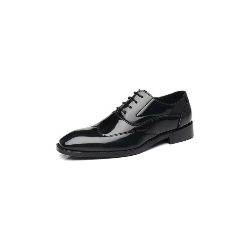 Sapatos Formais Masculinos Opulentos Em Relevo Microfibra Bico Fino Oxford - Preto