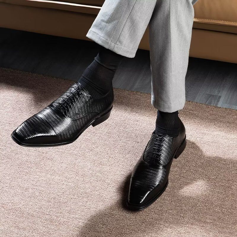 Sapatos Formais Masculinos Opulentos Exotica Oxford - Preto