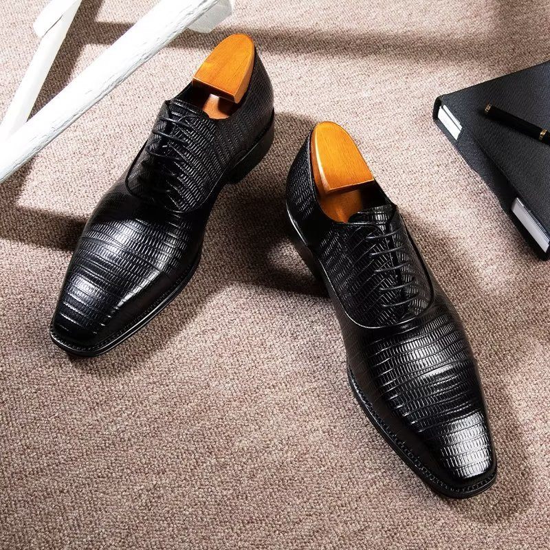 Sapatos Formais Masculinos Opulentos Exotica Oxford - Preto