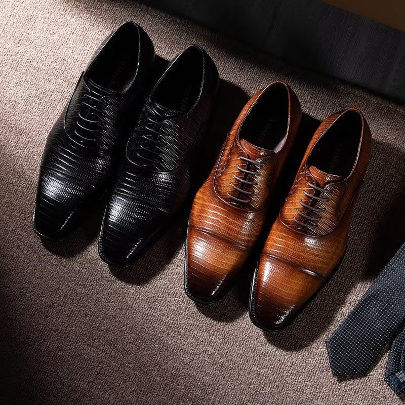 Sapatos Formais Masculinos Opulentos Exotica Oxford - Preto